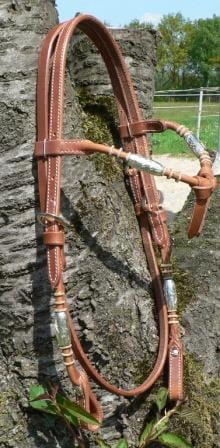 Pure Harness! Knotted Kopfstück Silver Bulbs und Rohhaut