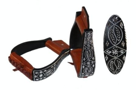 Steigbügel Aluminium schwarz silver engraved