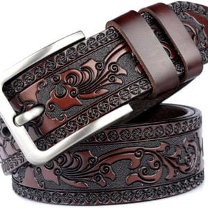 Ledergürtel mit Schnalle Floral dark brown