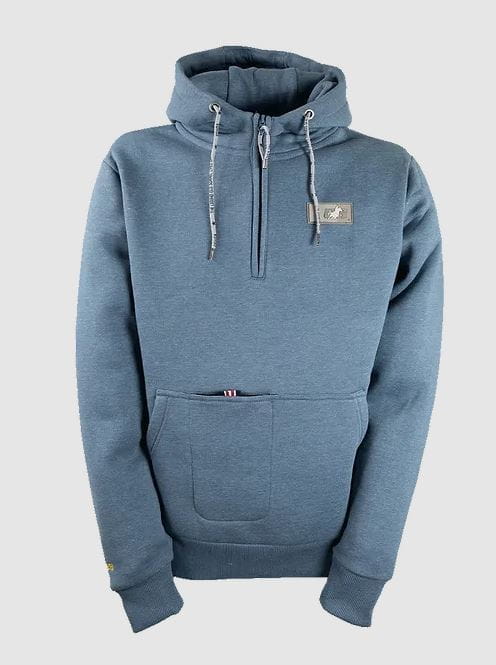 OS Man Half-Zip Hooded Sweatshirt BRENTON melange-blue