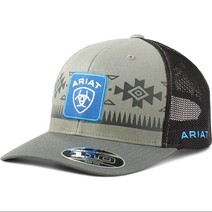 Ariat Mens Mesh Snapback Logo Cap Grey