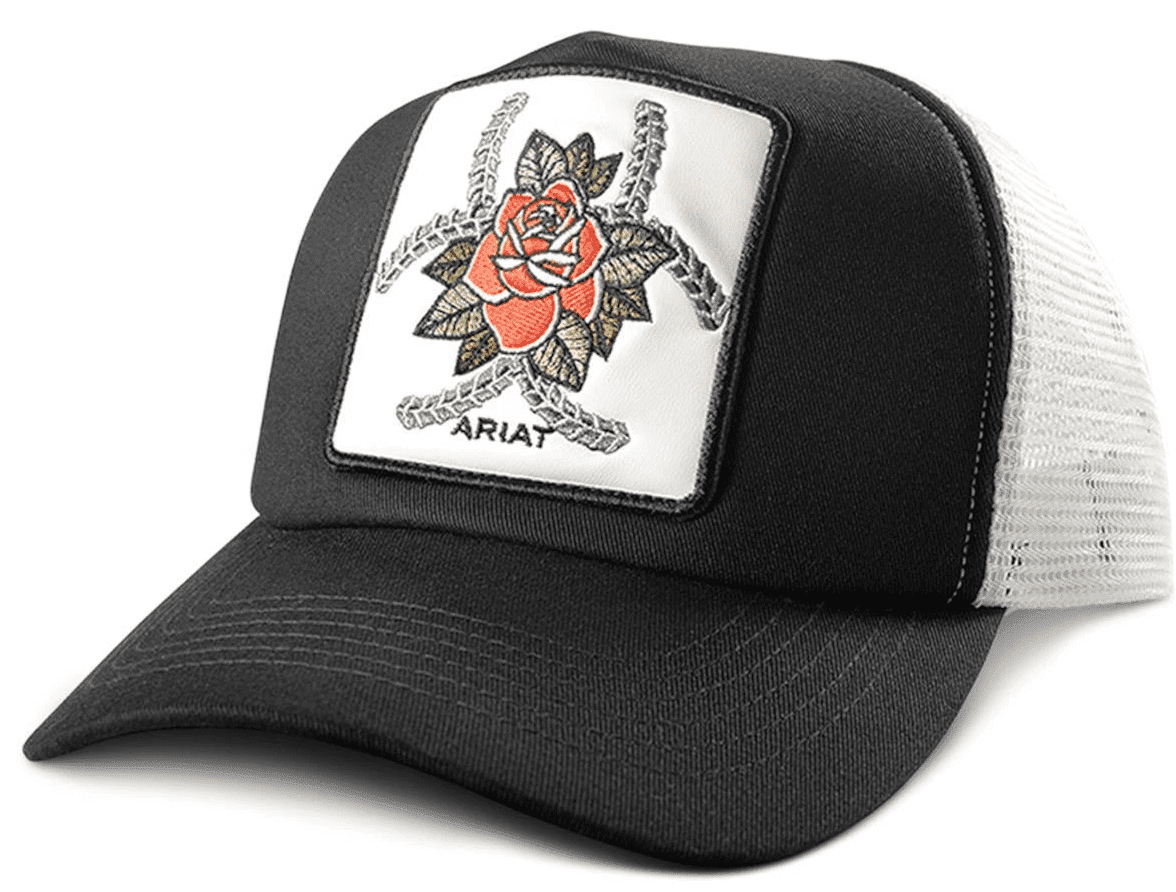 Ariat Womens Snap Back Rose Patch Black