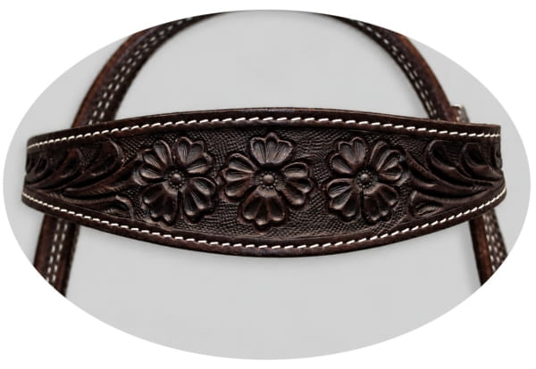 SN Tack Browband Kopfstück Flower latigo brown