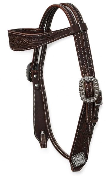 SN Tack Browband Kopfstück Flower latigo brown