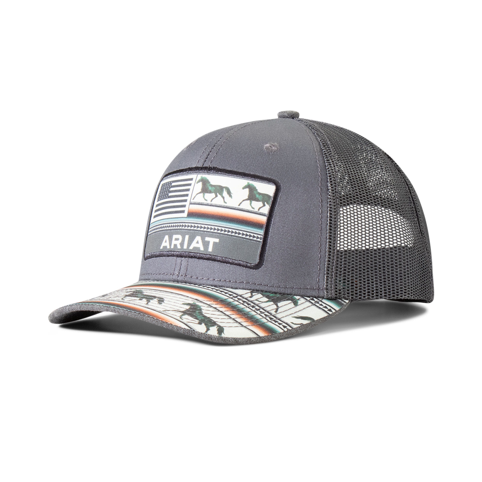Ariat Ladies Stripes Horse American Flag Grey Cap