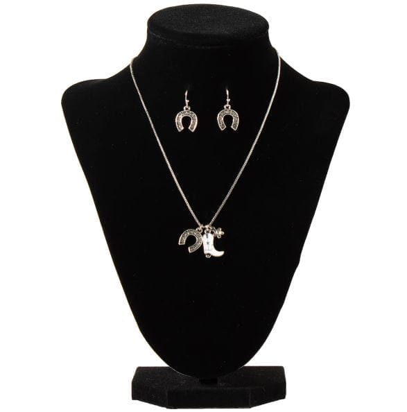 Silver Strike Women's Boot Horse Silver Jewelry Set