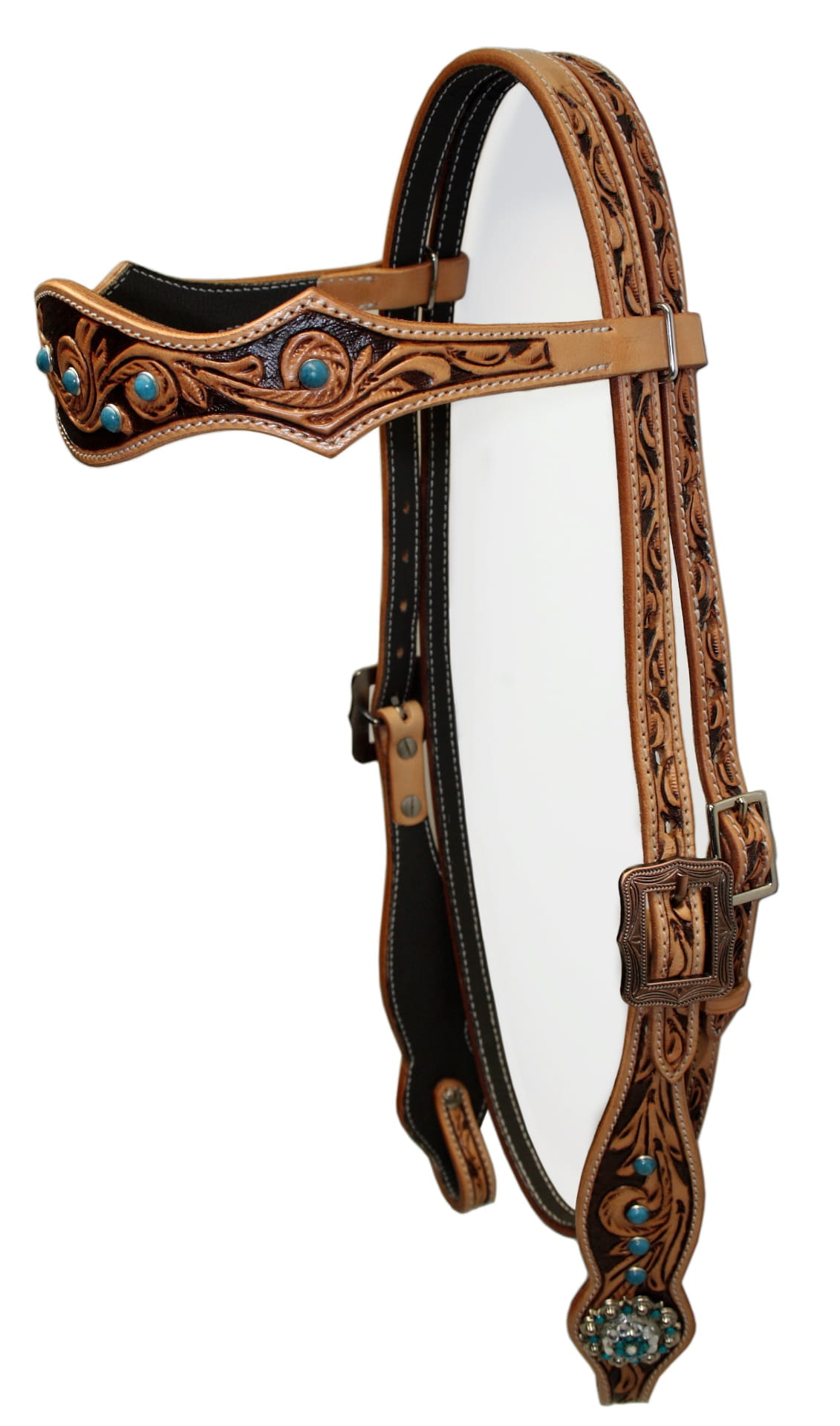 Browband Kopfstück SN turquoise flower Dots