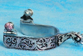 Montana Show Sporen Black Steel antique engraved Flowers