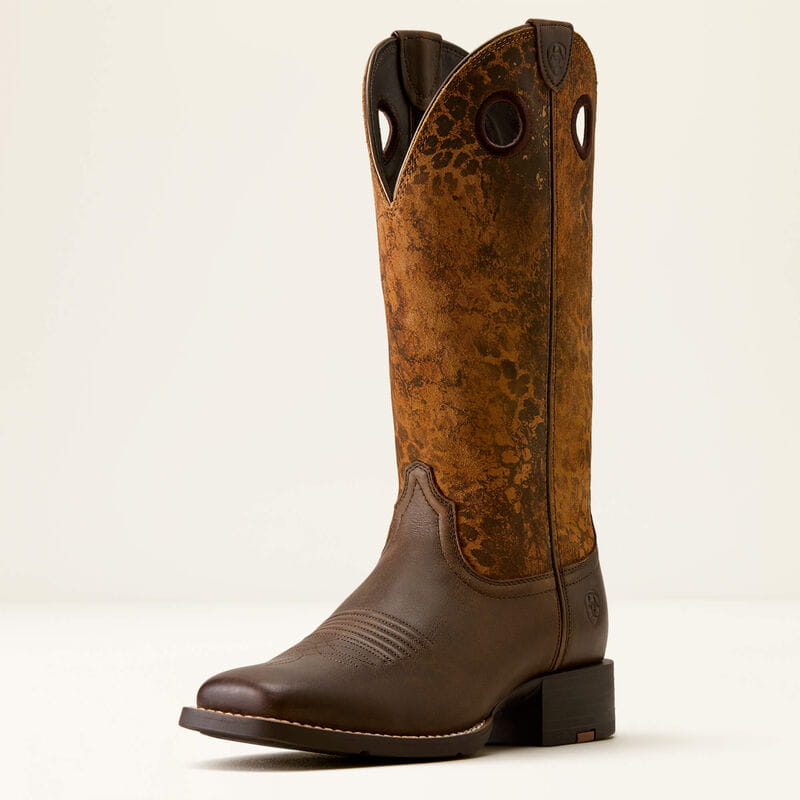Ariat Womens Round Up Ryder Wide Square Toe Western Boot Leopard