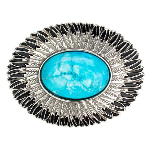 ILC Belt Buckle – Turquoise Feather