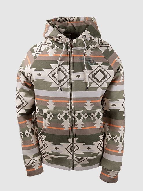 Ranchgirls Hooded Sweat Jacket SHIRLEY aztec|khaki