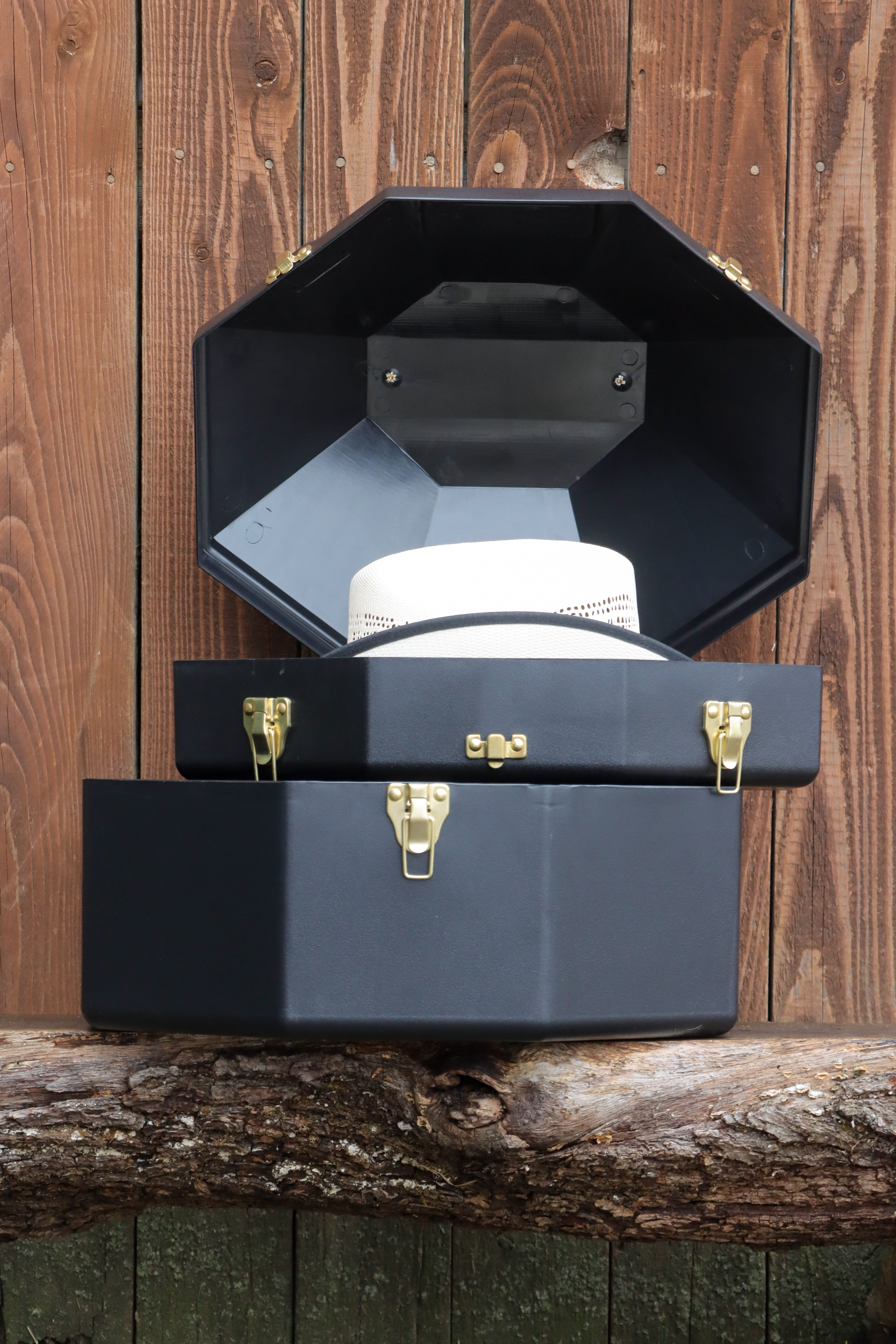 Double Hut Box - für zwei Hüte - schwarz