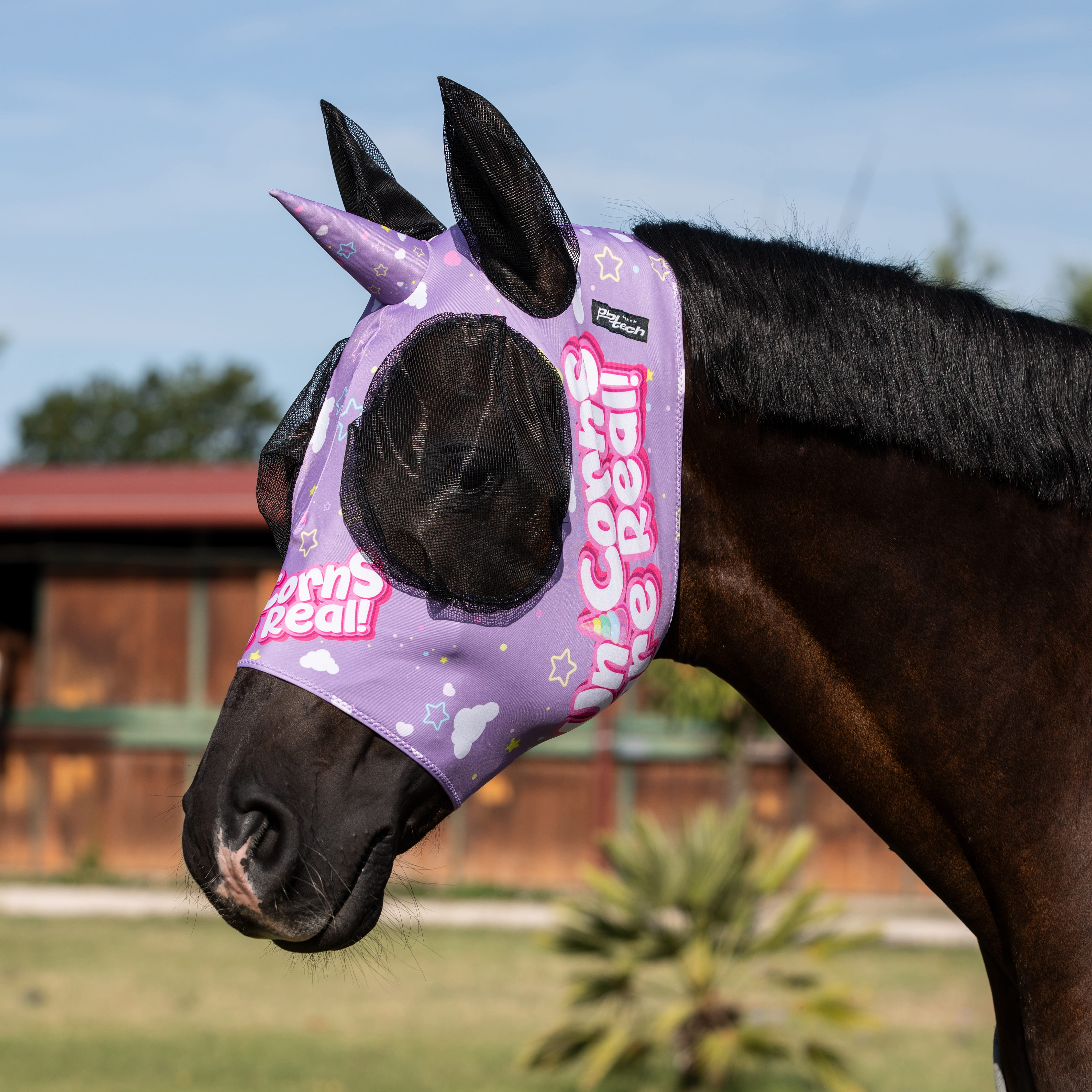 ProTech Unicorn Lycra Anti-Fly Mask with ear cover net