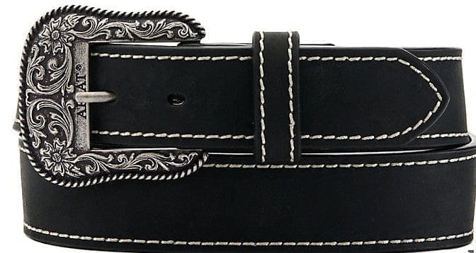 Ariat Women's Solid Black with Heavy Stitch Western Gürtel