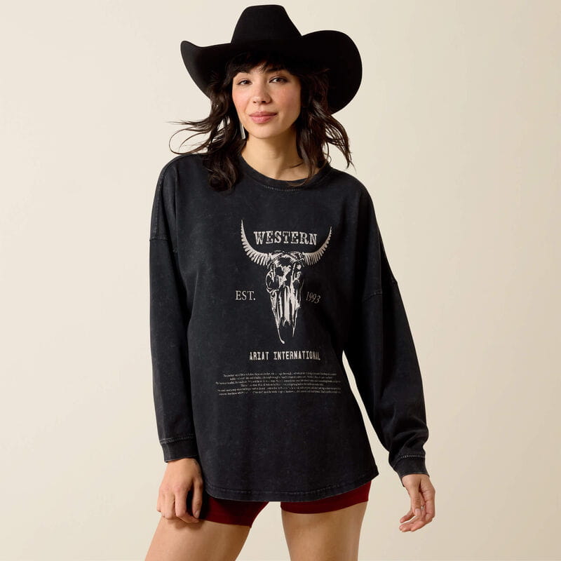Ariat Womens Canvas Oversized Long Sleeve T-Shirt