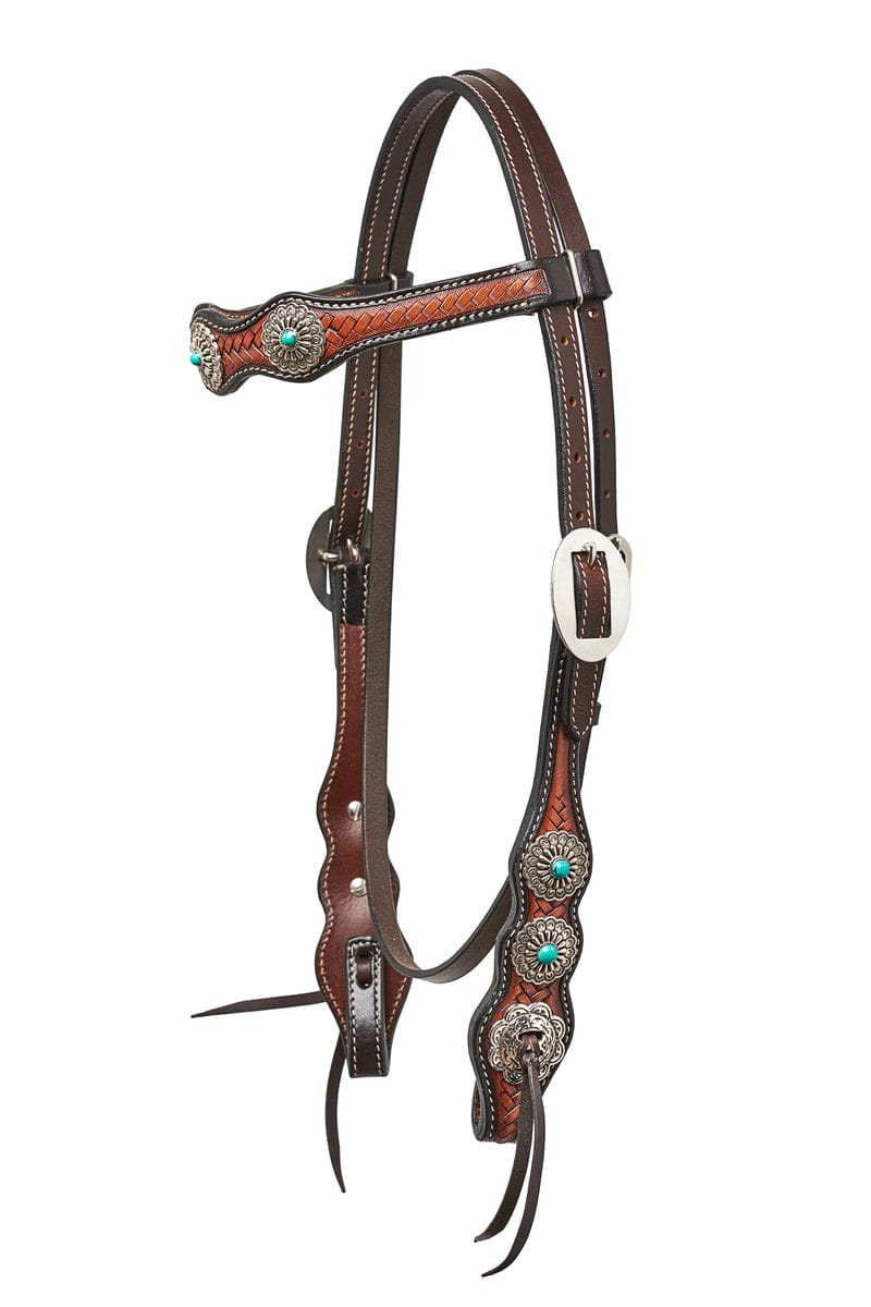 Horseman´s Tack Oldstyle Headstall mit Navajo Conchas