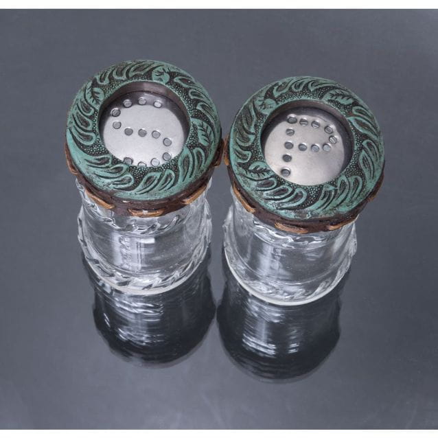 Floral Turquoise Salt & Pepper Shaker Set