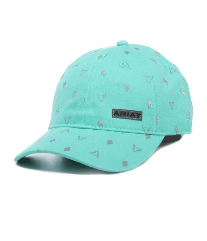 Ariat Ladys turquoise Cactus & Bullskull Cap