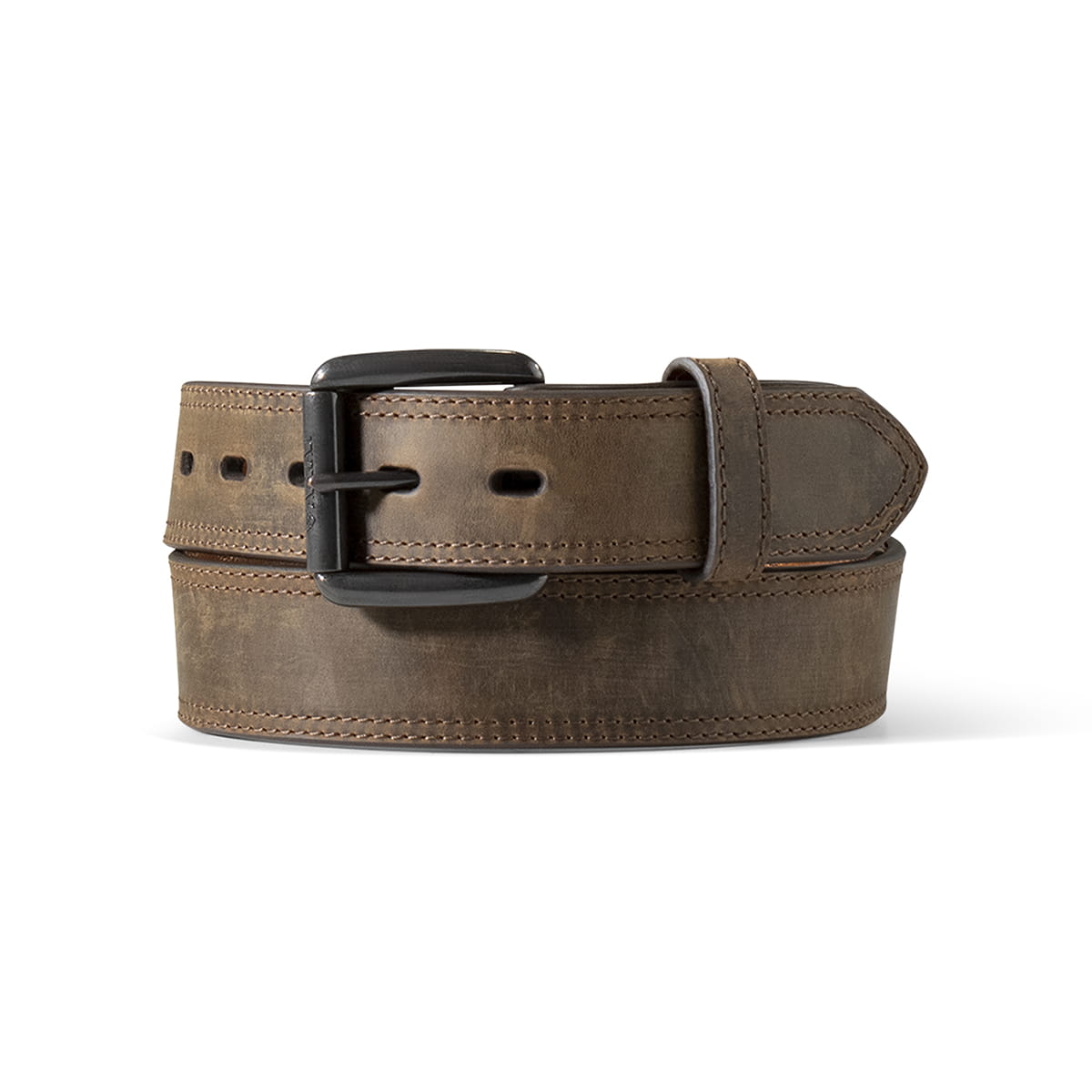Ariat Distressed Leather Double Stitch Logo Brown Belt