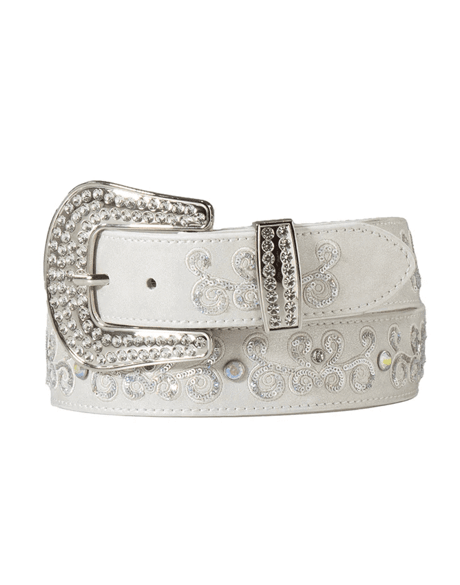 Angel Ranch Ladies Belt White Rhinestones