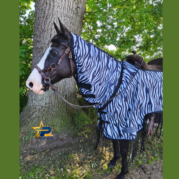 Zebra Fliegenausreitdecke mit Fransen