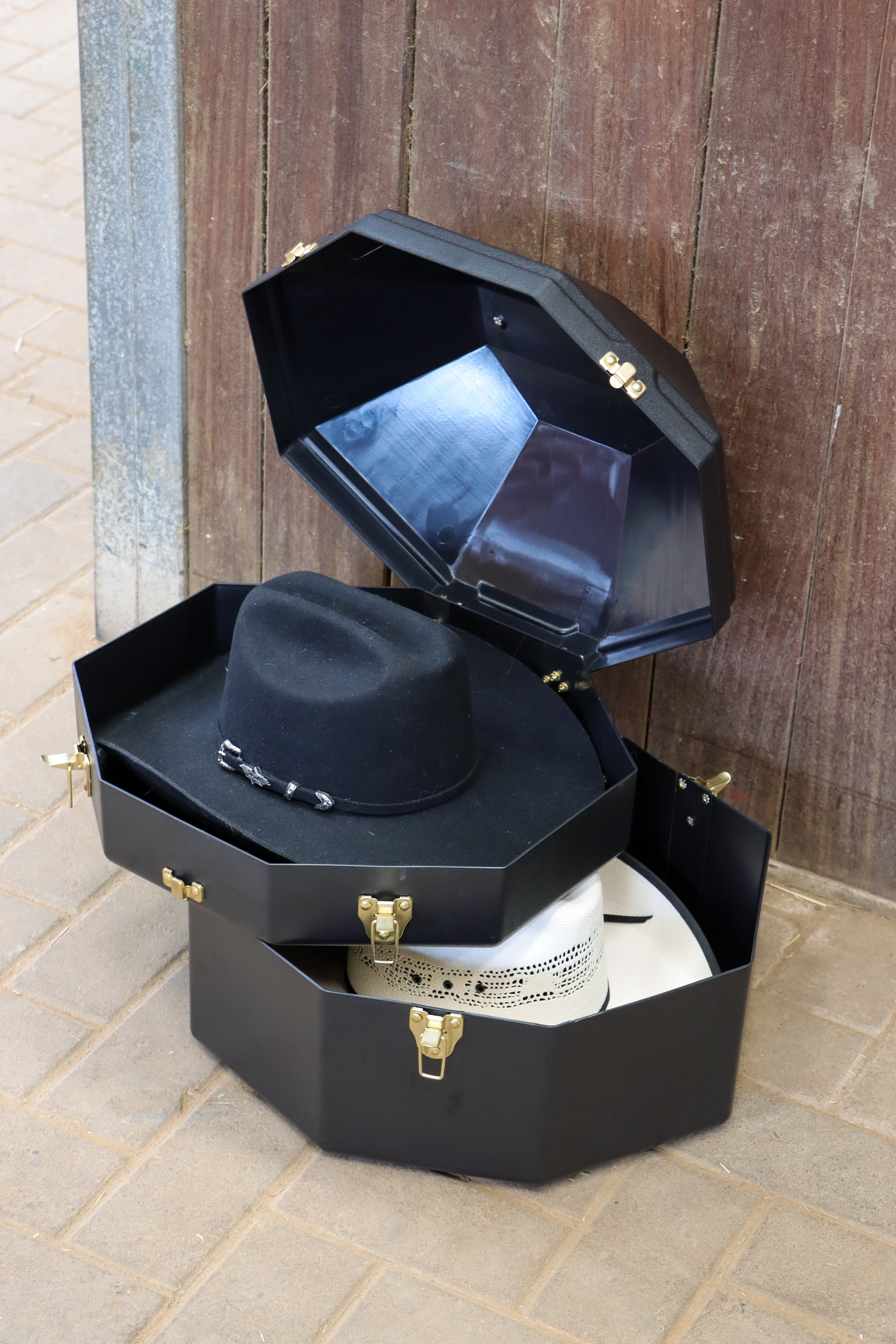 Double Hut Box - für zwei Hüte - schwarz