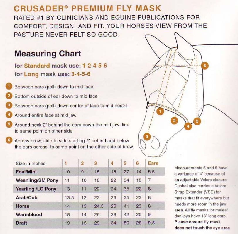 Crusader orange Fliegenmaske mit Ohren