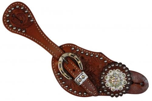 Sporenriemen Showman Crystal Horse Shoe clear