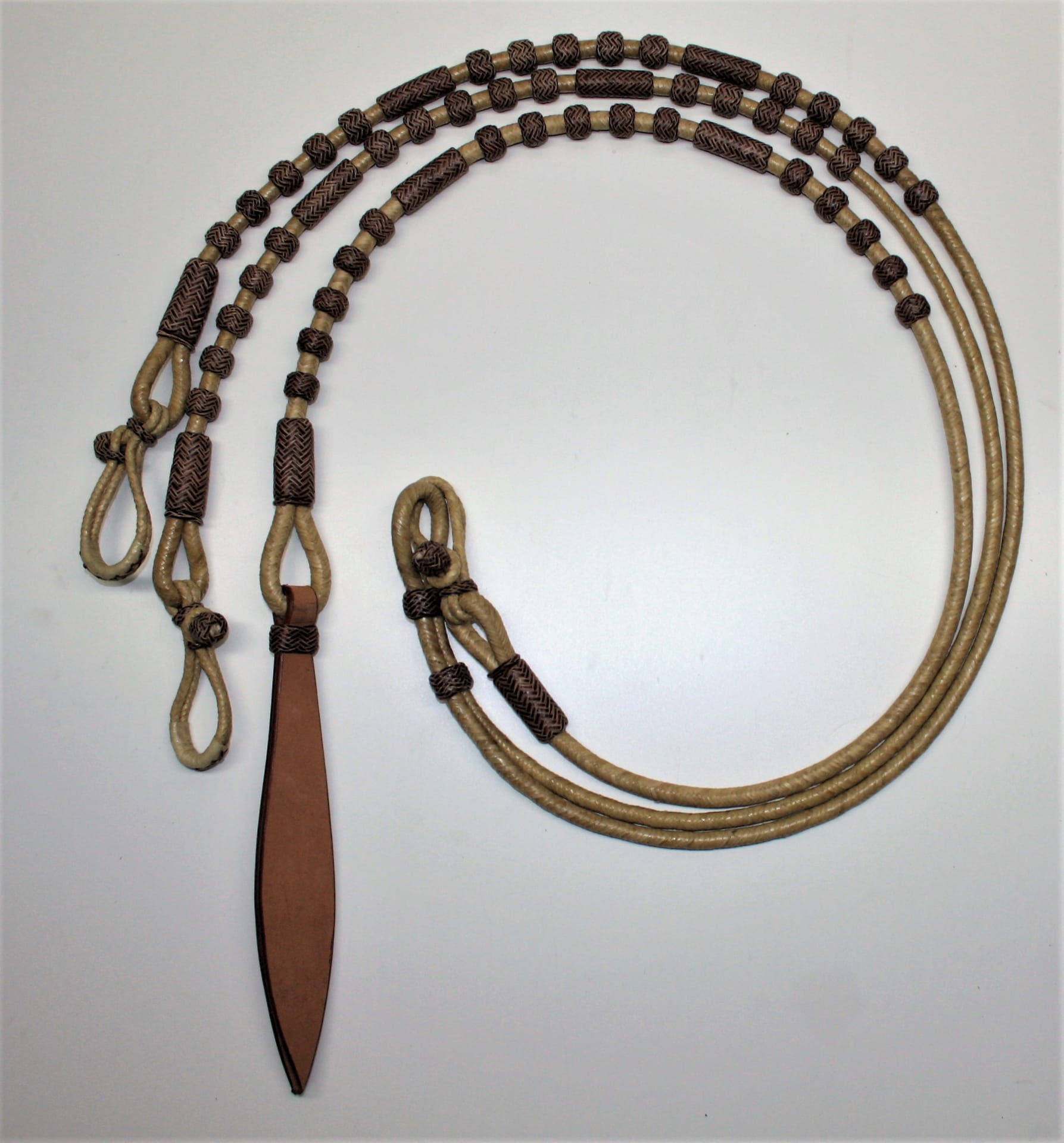 Romal Reins - Natur mit brown Braiding