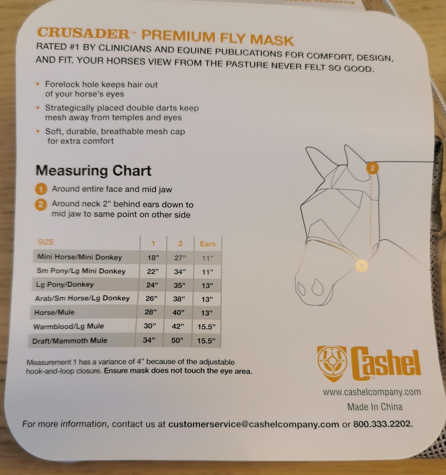 Crusader Fly Mask Cashel UV-Schutz Fliegenmaske mit Ohren & Nase für Esel & Muli