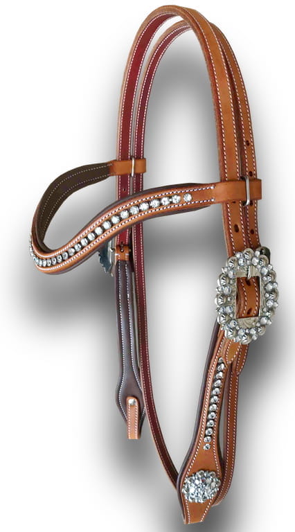 Browband waved Kopfstück SN chestnut Sparkling