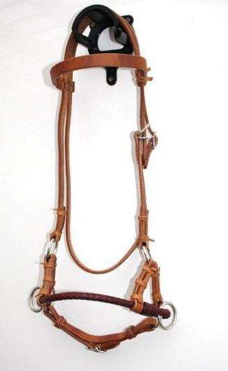 Sidepull LATIGO LEATHER BRAIDED NOSEBAND