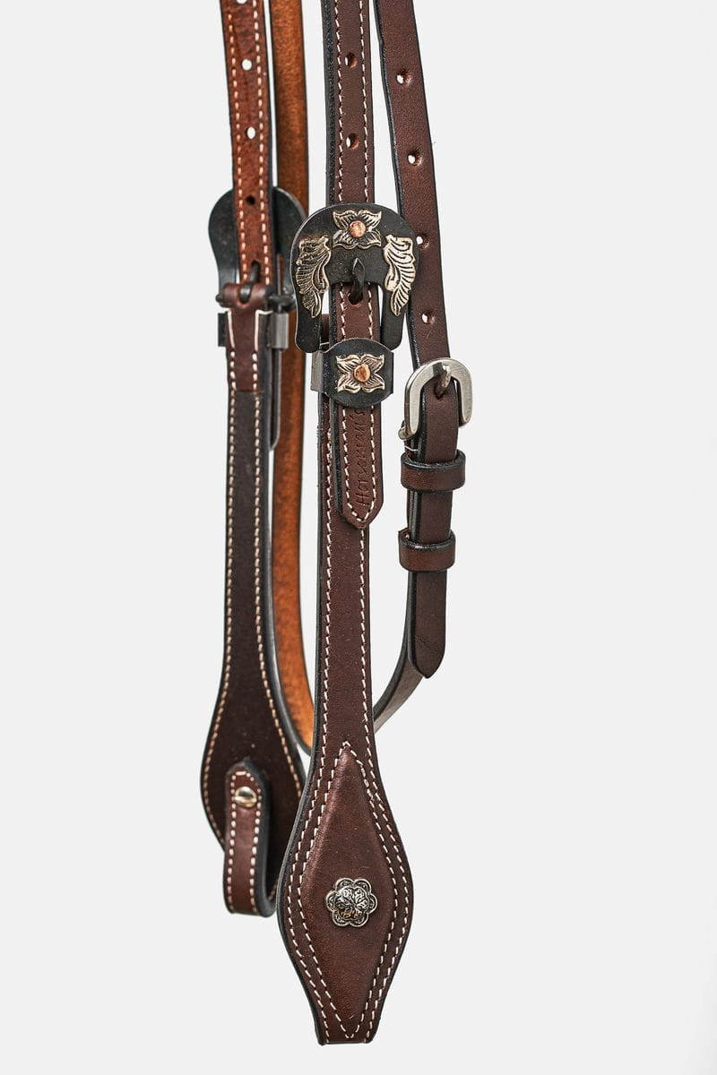 Horseman´s Tack Browband Kopfstück dark brown Flower