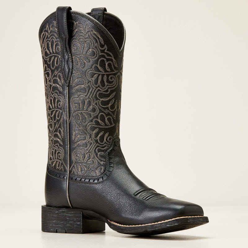 Ariat Womens Round Up Remuda Wide Square Toe black deertan