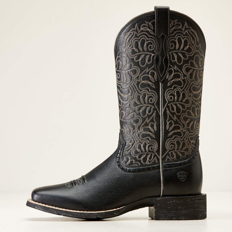 Ariat Womens Round Up Remuda Wide Square Toe black deertan