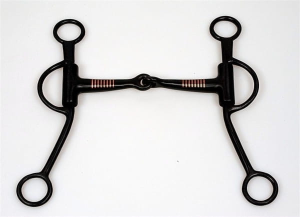 Shanked Snaffle Bit Black Steel mit Kupfereinlagen