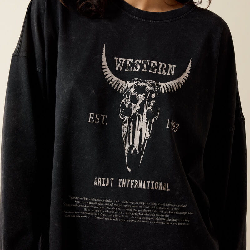 Ariat Womens Canvas Oversized Long Sleeve T-Shirt