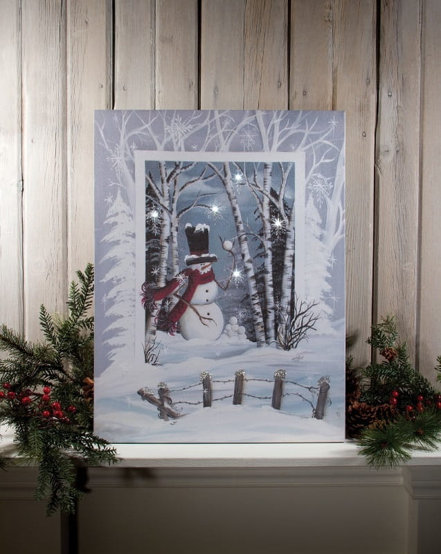 LED Canvas Bild Lighted Frosty's Snowball