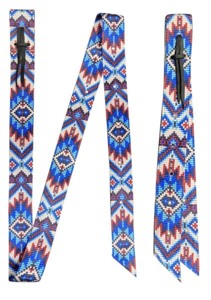 Showman Blue Southwest Print Nylon Tie Strap and Off Billet Set
