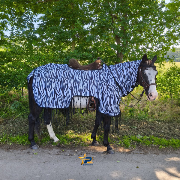 Zebra Fliegenausreitdecke mit Fransen