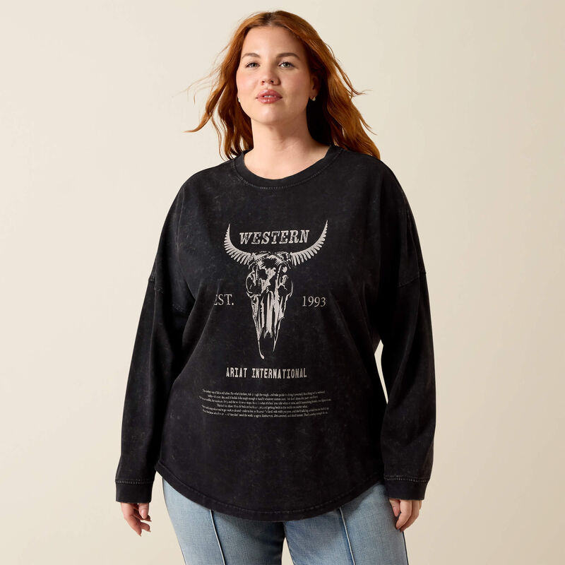 Ariat Womens Canvas Oversized Long Sleeve T-Shirt